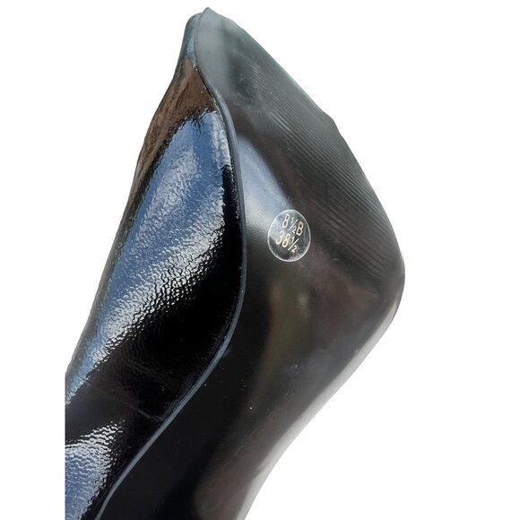 BCBGirls 8.5 M Heels Peep Toe Black Patent Leather Dressy 2" Block Heels - Picture 14 of 14